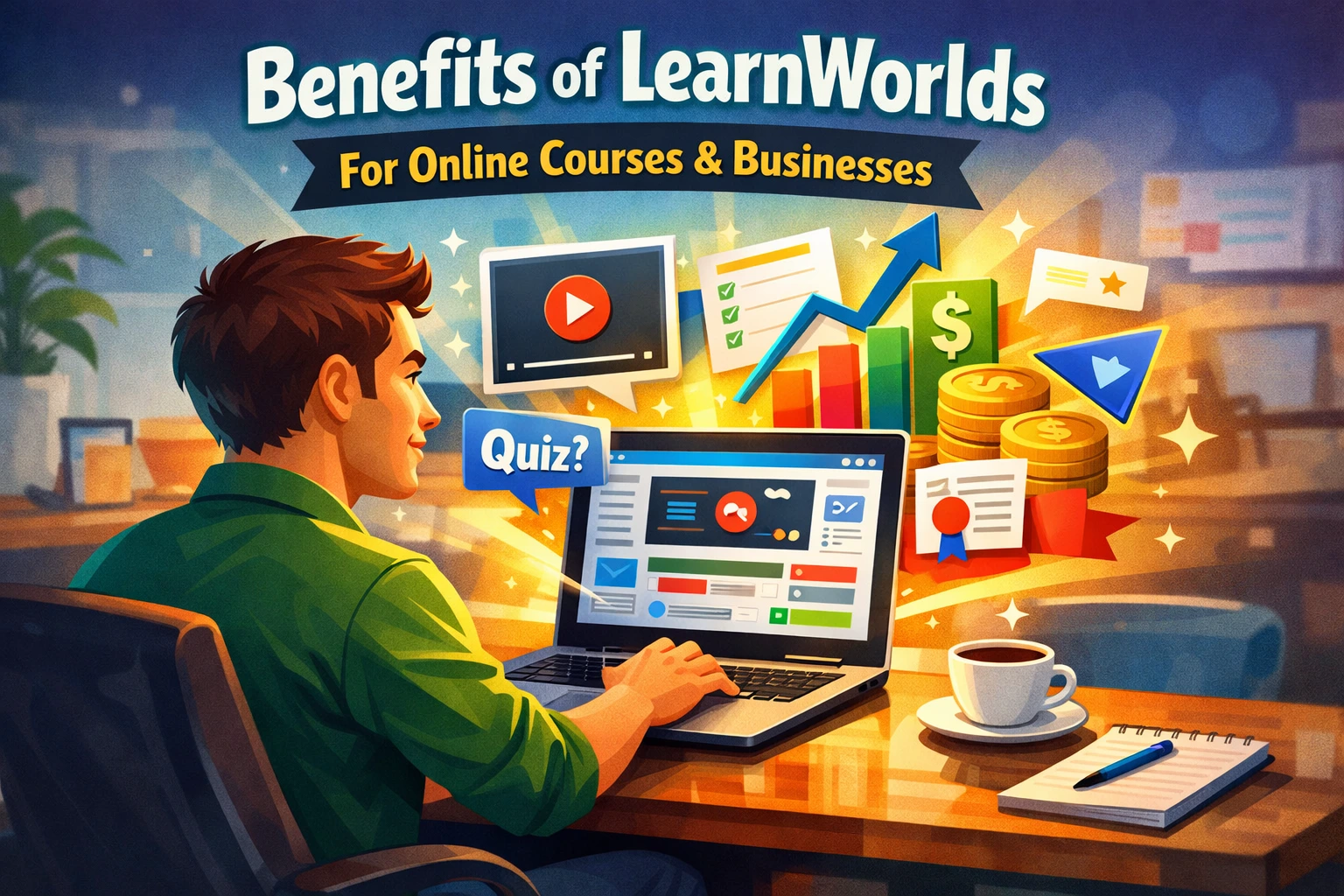 Benefits of LearnWorlds online class platform for creating courses online