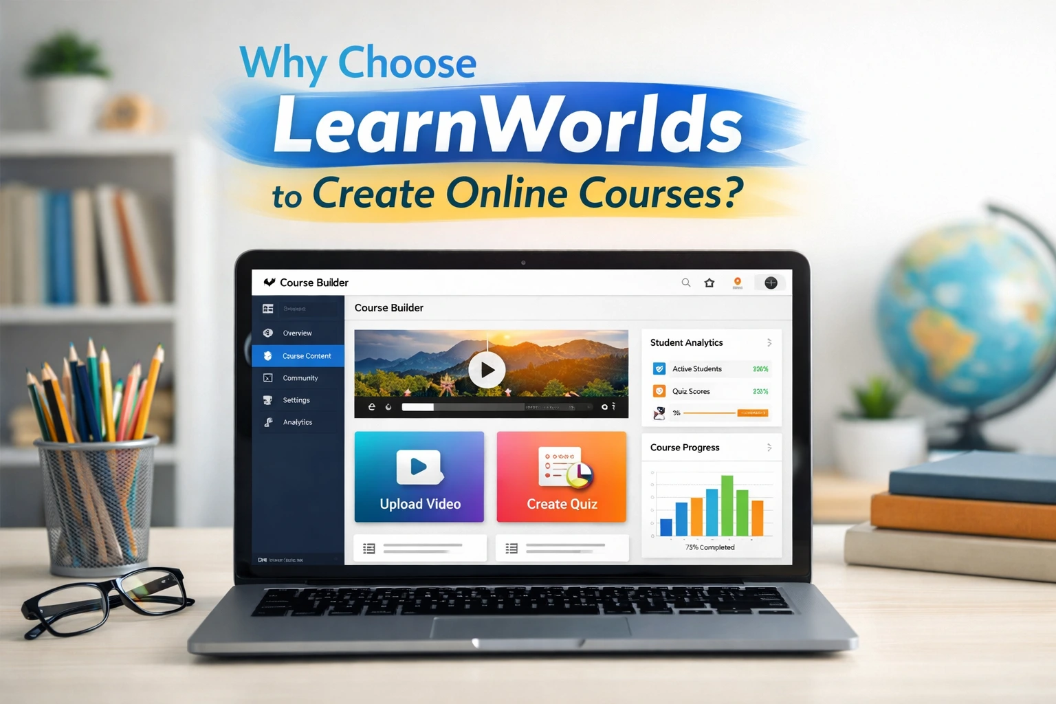 LearnWorlds platform dashboard to create online courses