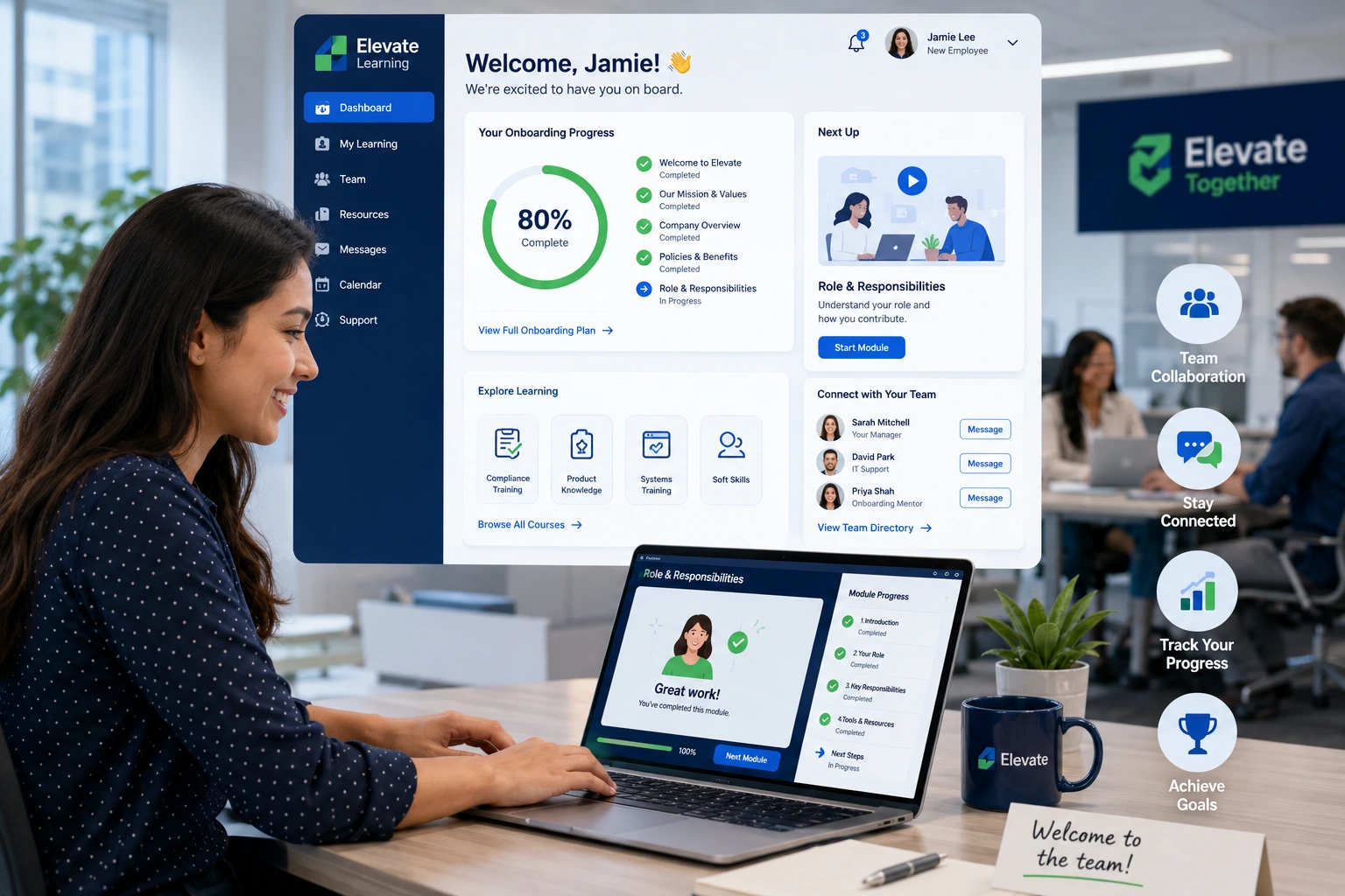 Tailored LMS platform streamlining corporate onboarding process