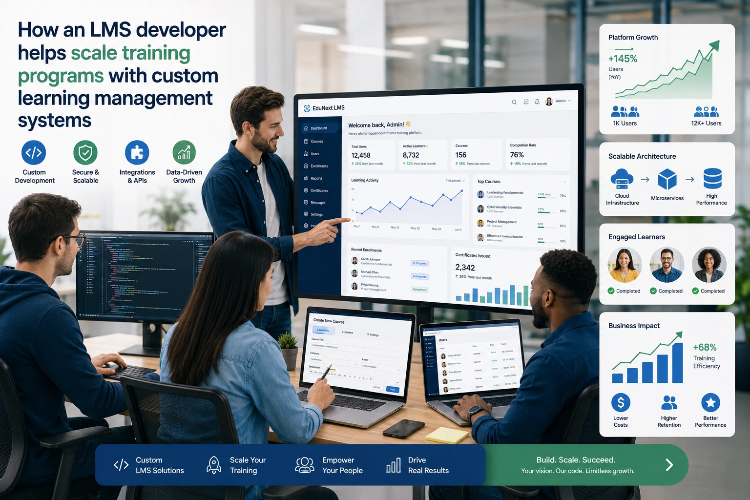 How an LMS developer helps scale training programs with custom learning management systems