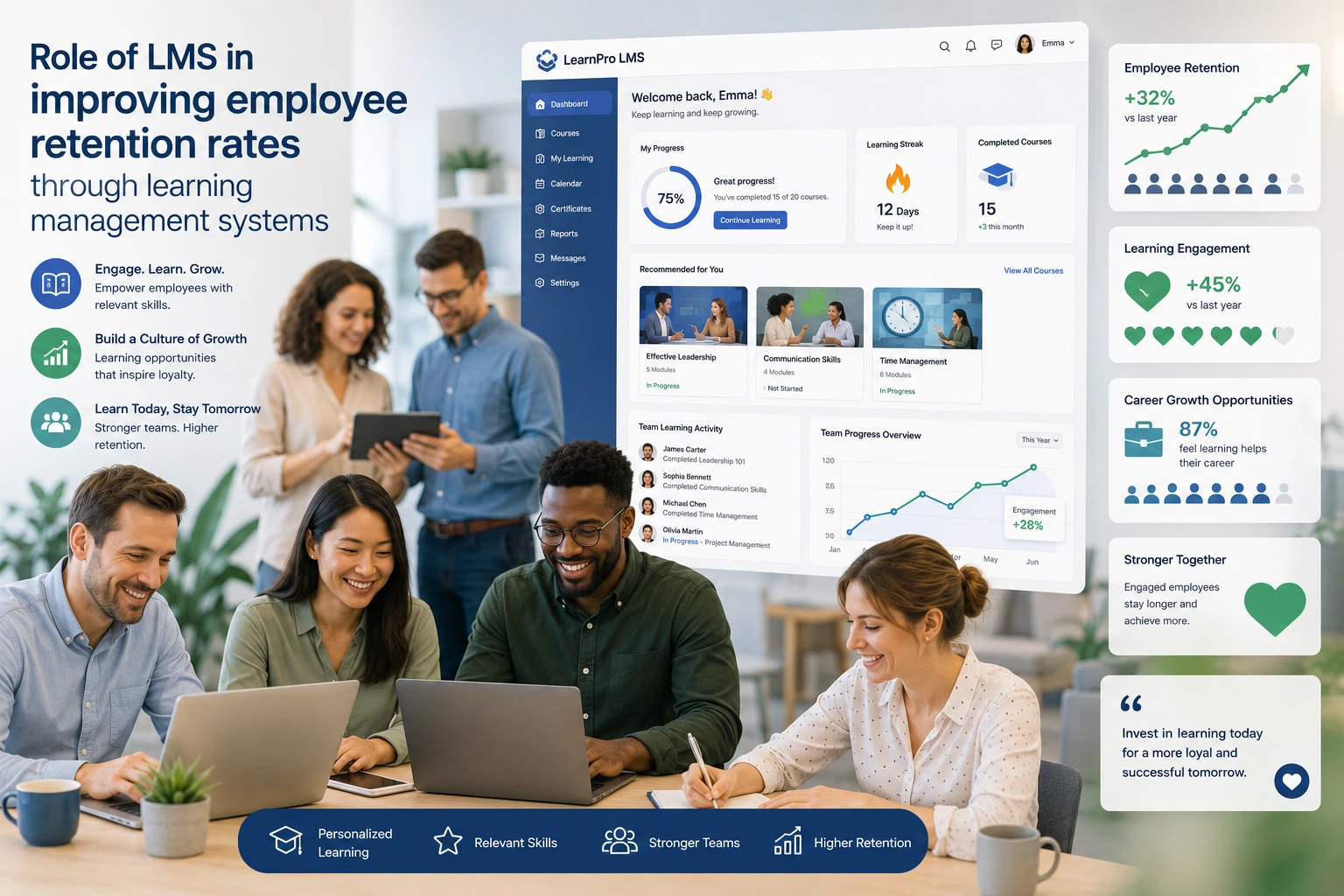 Role of LMS in improving employee retention rates through learning management systems