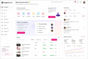 LearnWorlds online class platform for creating courses and membership sites