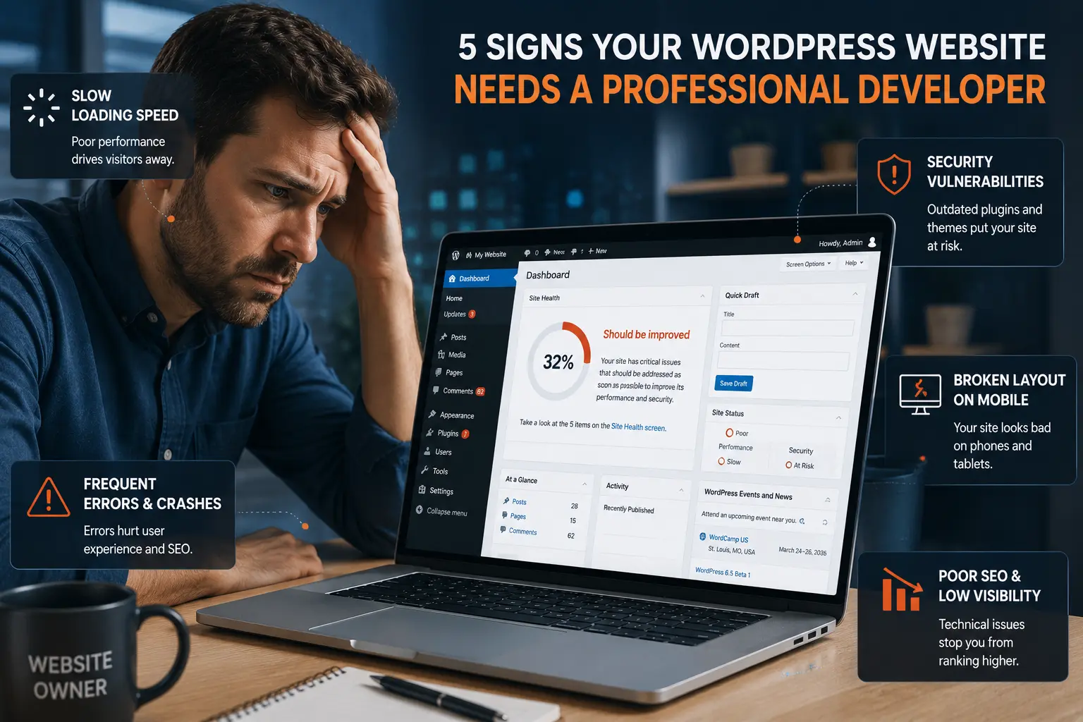 5 signs your website needs responsive web design expertise - before and after comparison