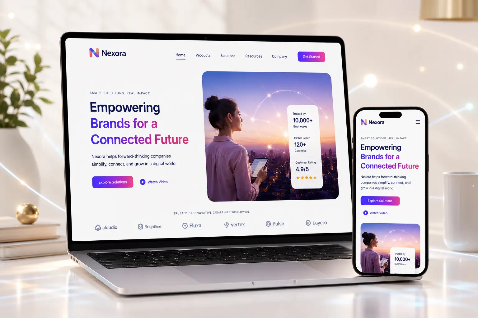 Responsive web design example showing mobile and desktop views for brand website