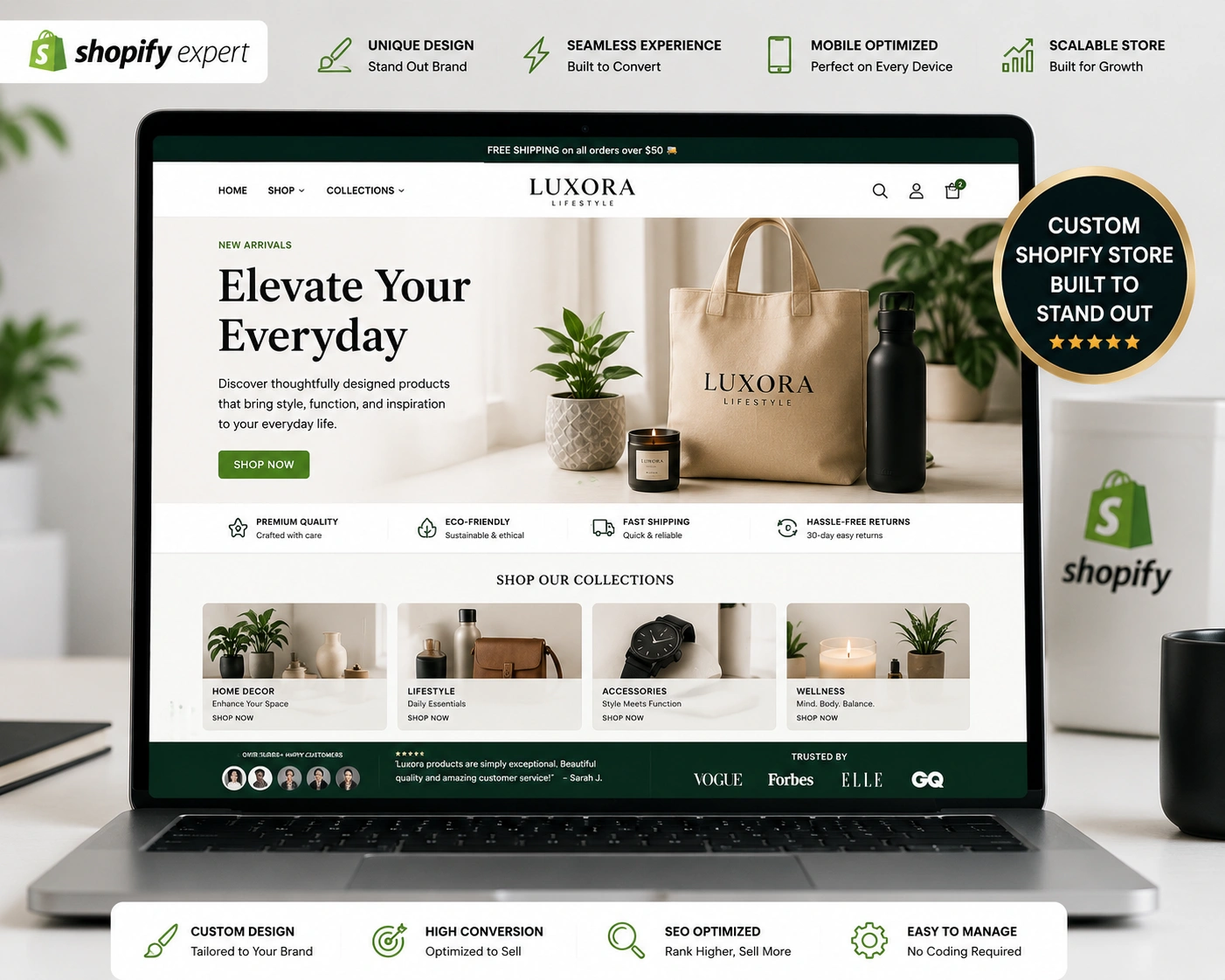 "Custom Shopify store built by Shopify Expert"