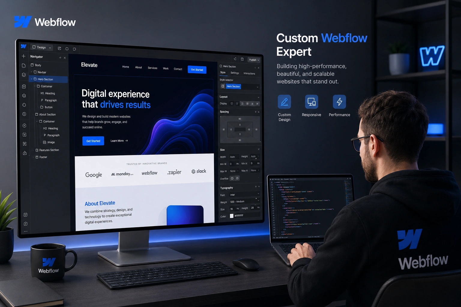 Custom Webflow expert building a standout professional website design