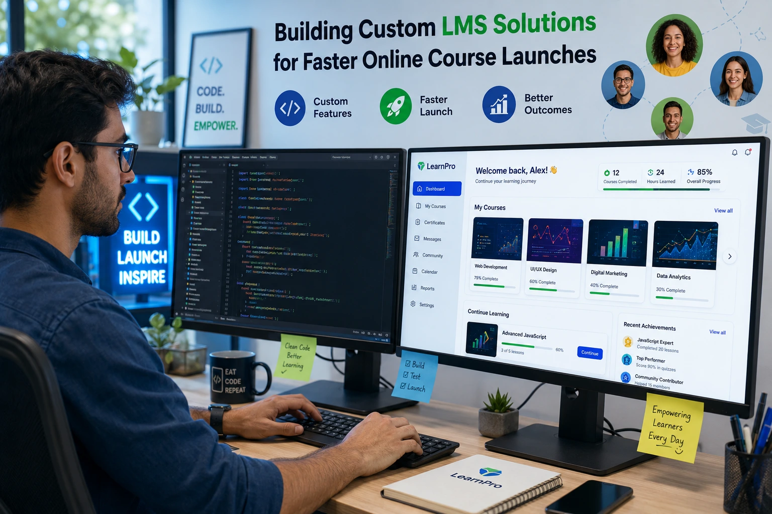 LMS developer building custom learning management systems for faster online course launches