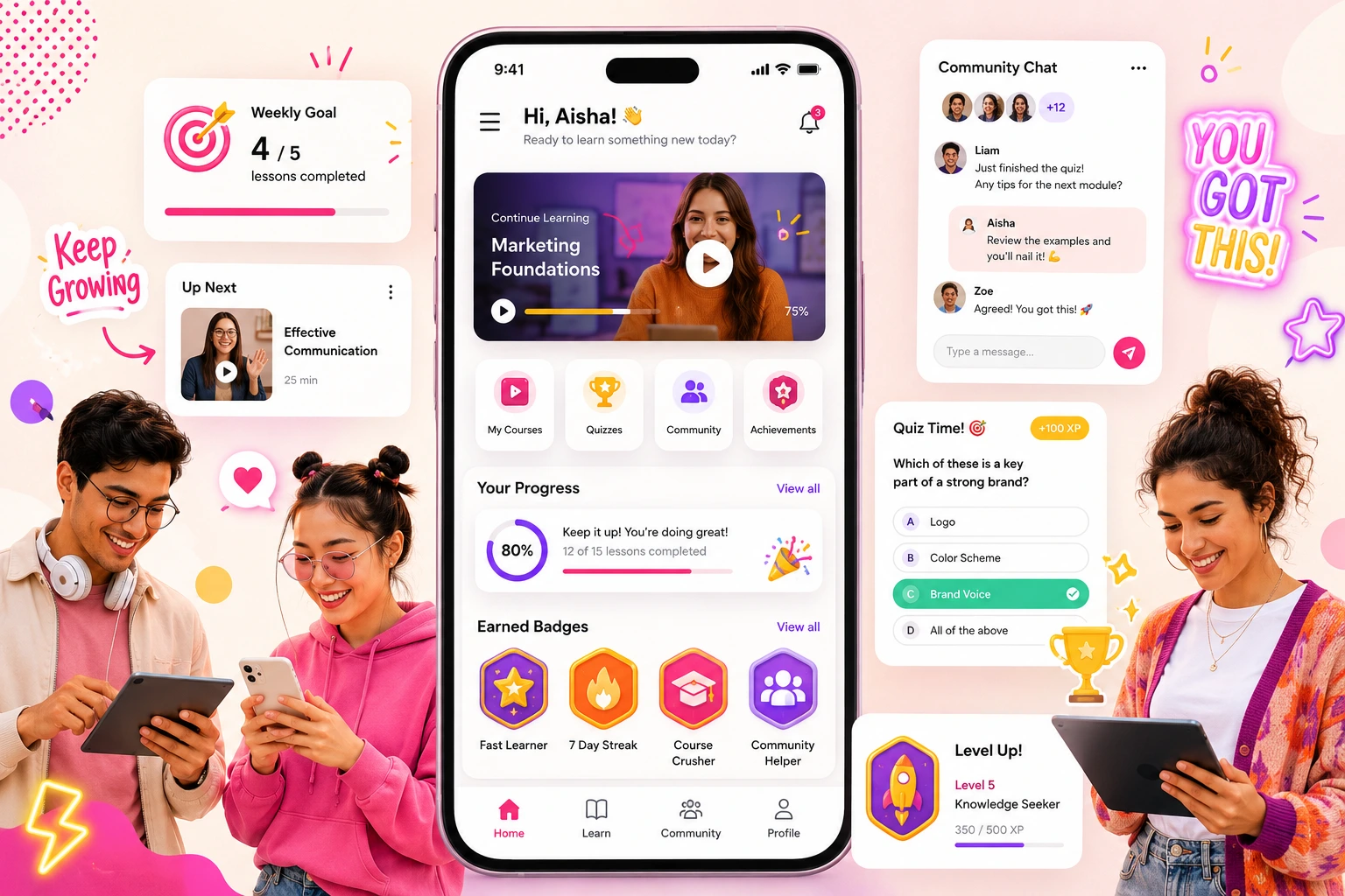 Engaging LMS dashboard for Millennials and Gen Z with interactive learning features
