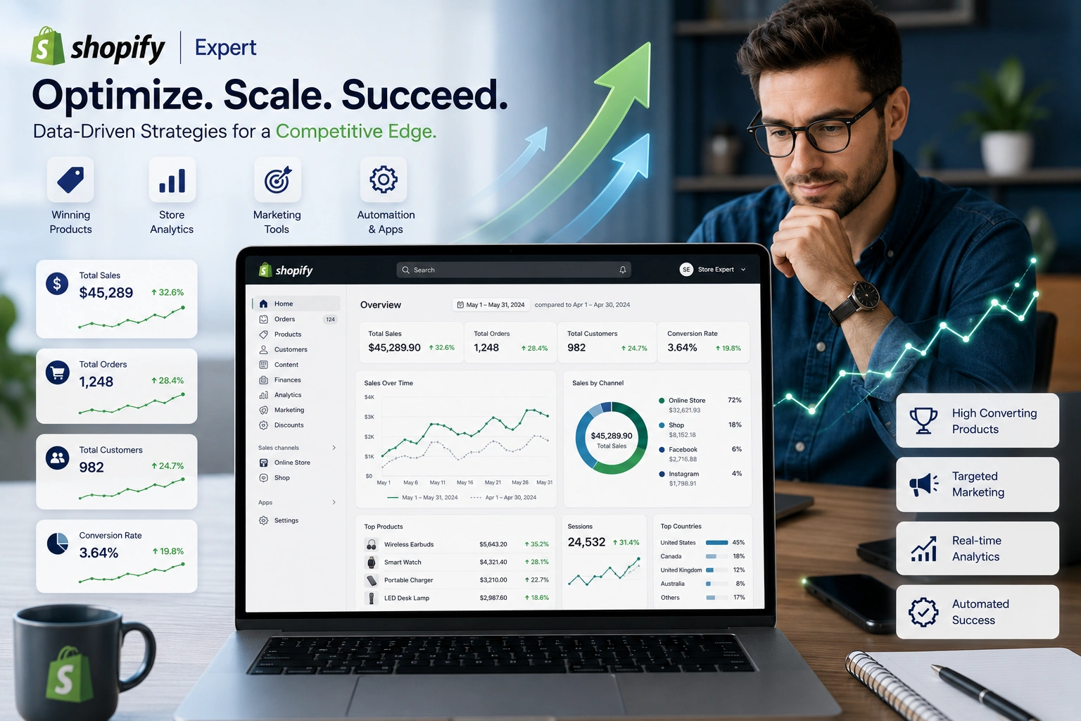 Shopify Expert optimizing a competitive dropshipping store dashboard