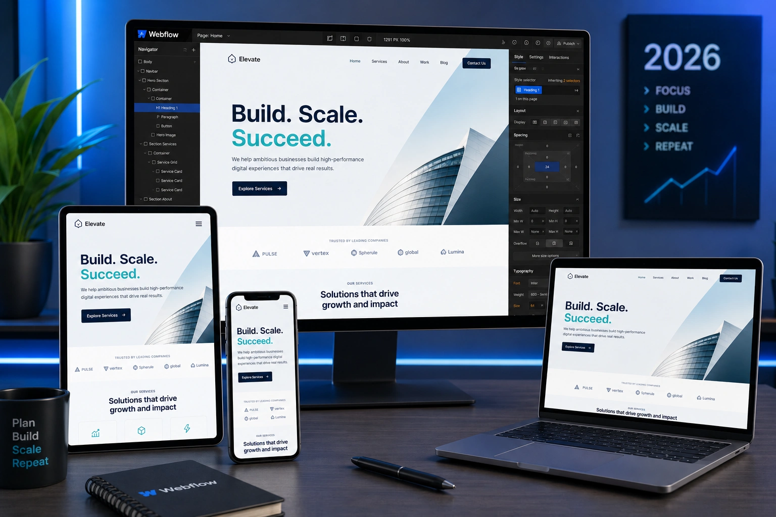 Webflow expert optimizing mobile-friendly responsive website design on multiple devices