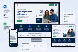 Responsive web design showing accessible website features across devices