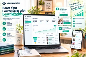 LearnWorlds marketing features dashboard to increase course sales and make online courses